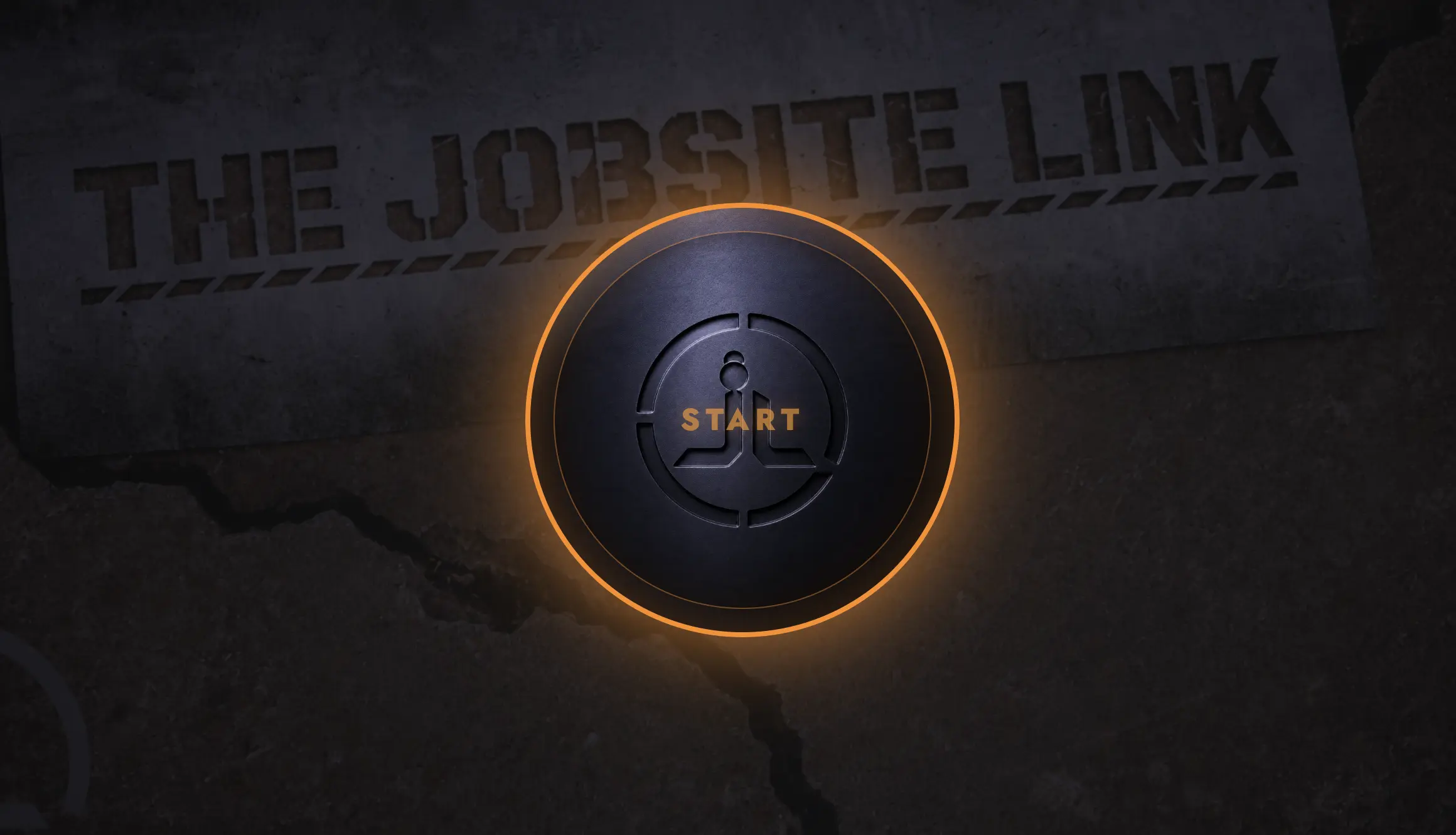 JobSite Link start screen with an illuminated orange Start button