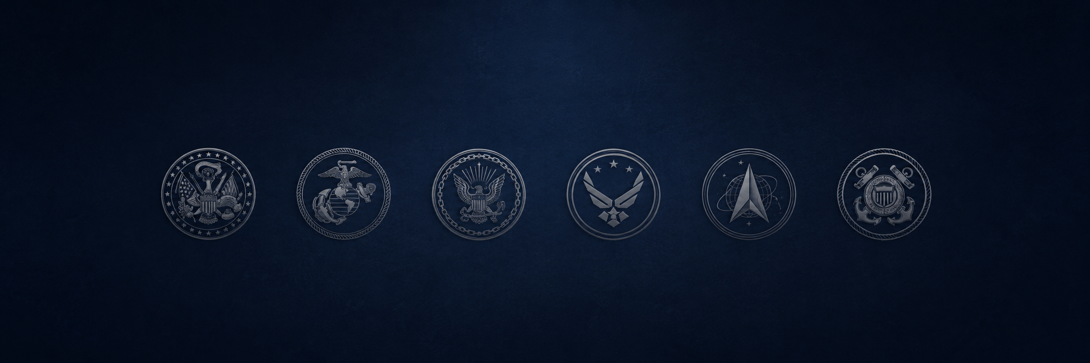Emblems representing the United States military service branches